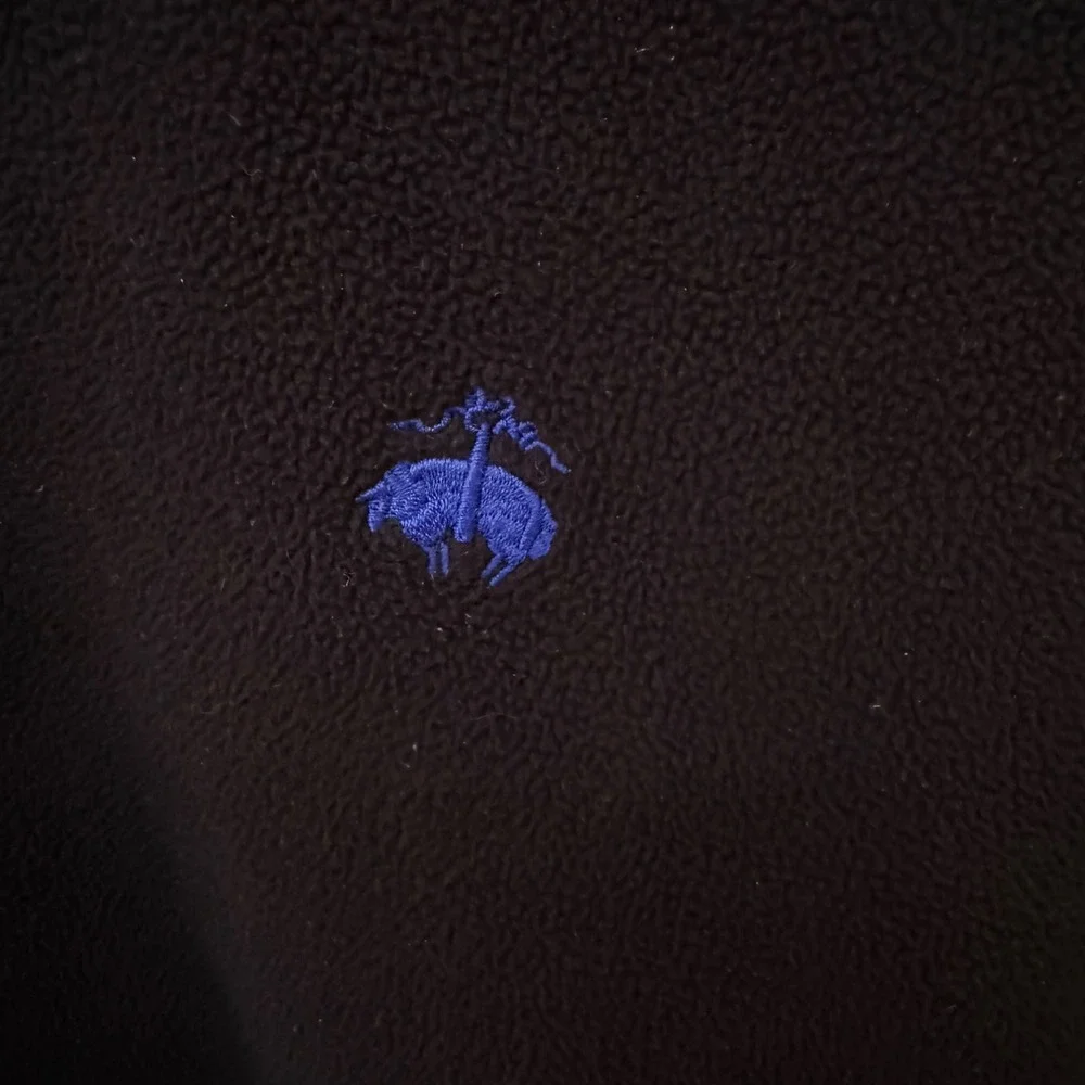 Brooks Brothers 346 Fleece Quarter‎ Zip Pullover Large Black Blue Logo